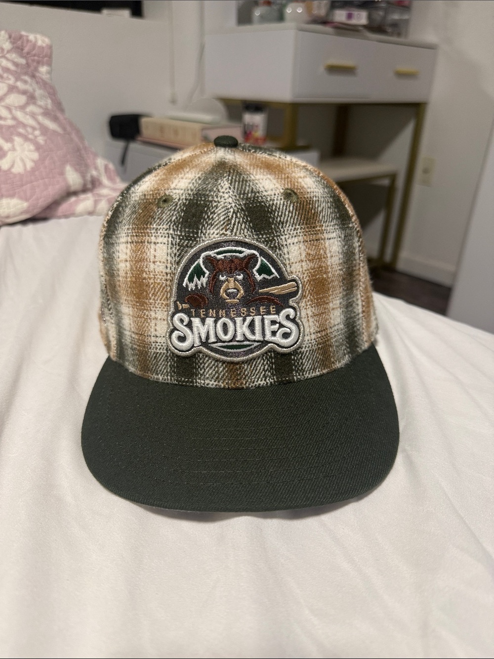 New Era Tennessee Smokies Plaid Cap in Brown, Green & White 7 1/8